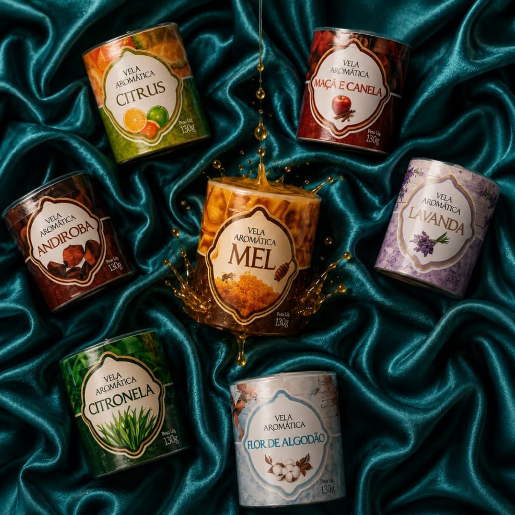 Kit 6 Velas Aromática Perfumada Decorativa 130g 72h
