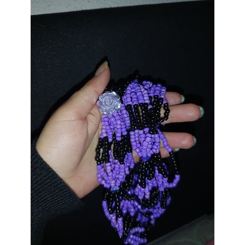 guia de pomba gira roxo claro e preta, Maria mulambo, Maria Quitéria, umbanda, candomblé, quimbanda, kimbanda