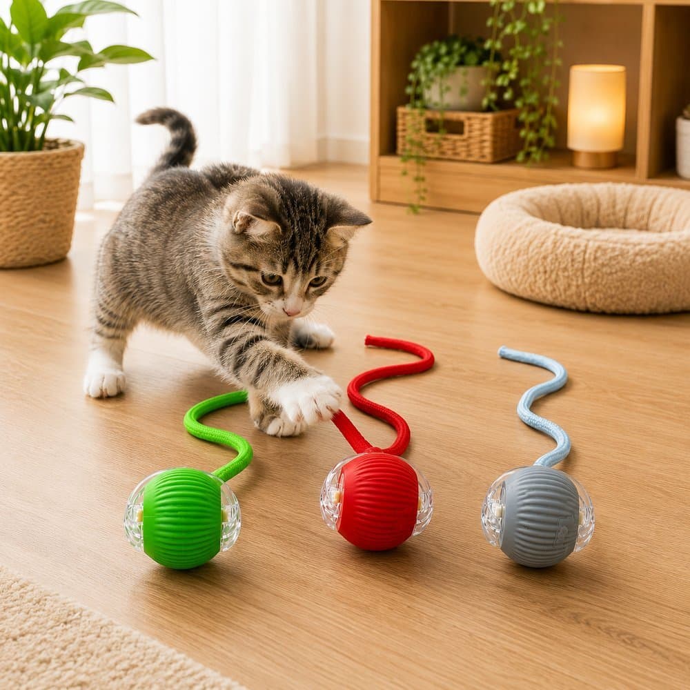 Bola Elétrica Interativa para Gatos - Três Modos de Movimento e Desligamento Automático - Cor Sortida