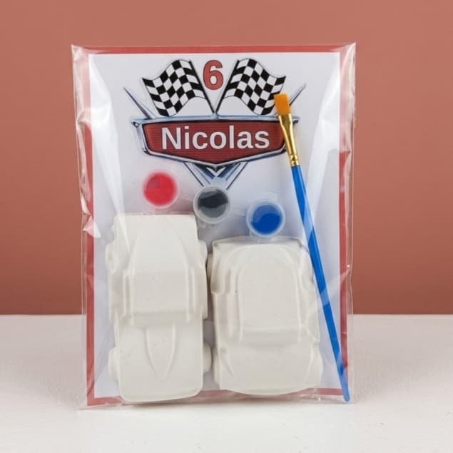 Lembrancinha Tema Carros | Kit Pintura em Gesso com Tintas e Pincel