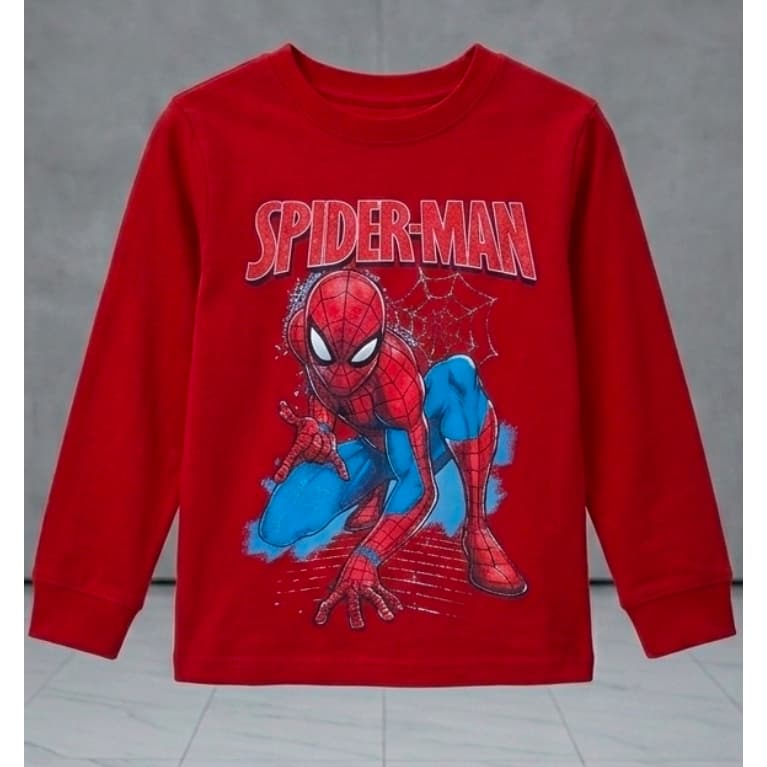 Camiseta Infantil Manga Curta - Manga Longa 100% Algodão - Homem Aranha