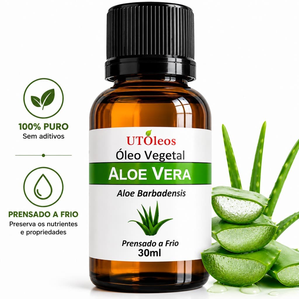 Óleo de Aloe Vera 30ml Babosa Frasco Âmbar Uso Facial Corporal Capilar Textura Leve Fácil Aplicação