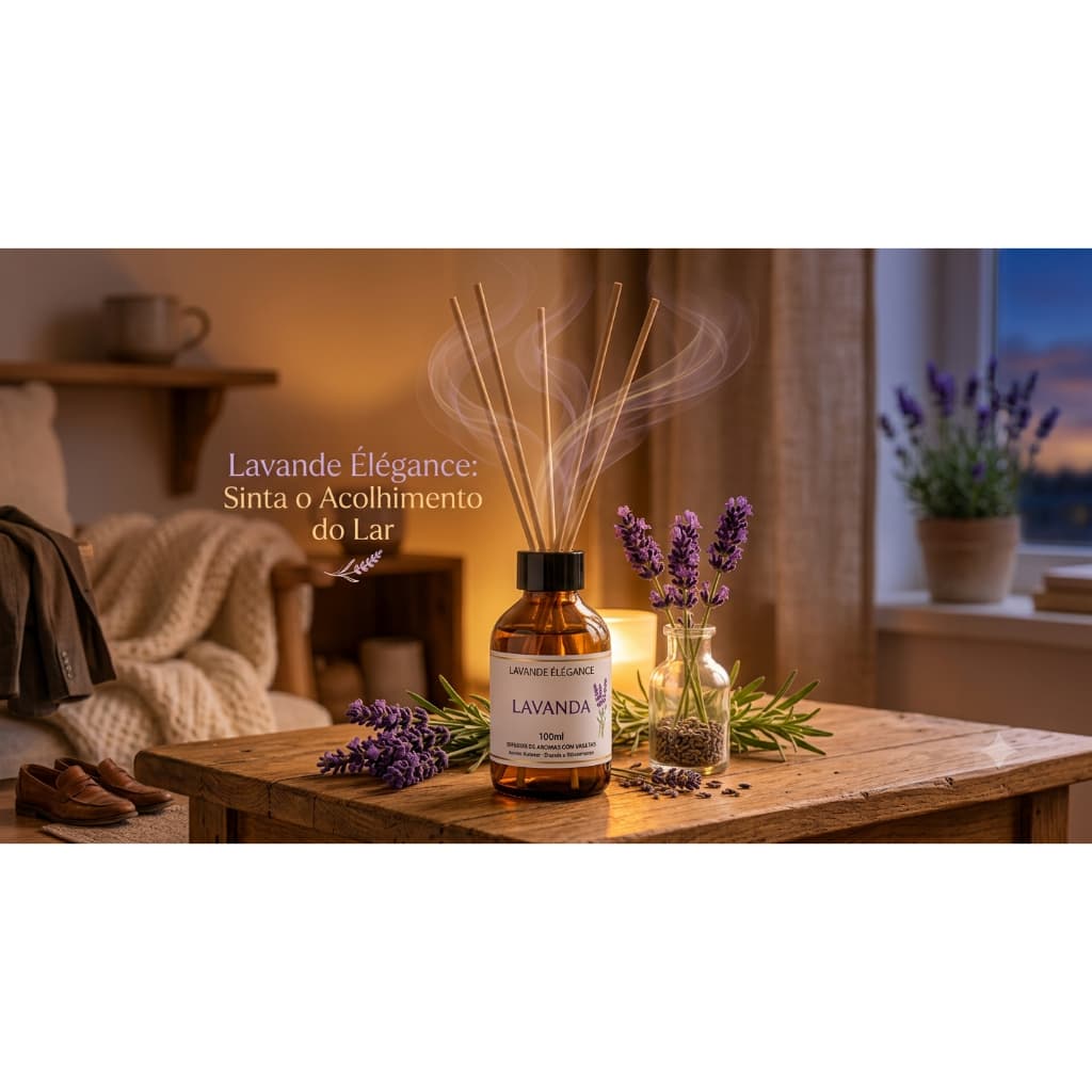 Aromatizador de Ambiente Lavanda 100ml Difusor de Aromas com Varetas Decorativo