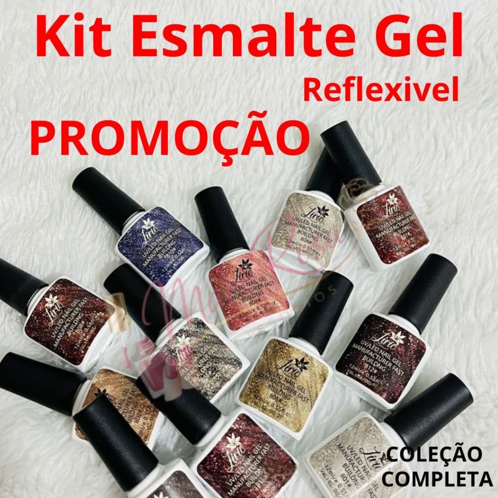 Esmalte Gel De Unha Esmalte em Gel Reflexívo /Brilho/Brilhante Kit com 12 cores COLEÇÃO COMPLETA