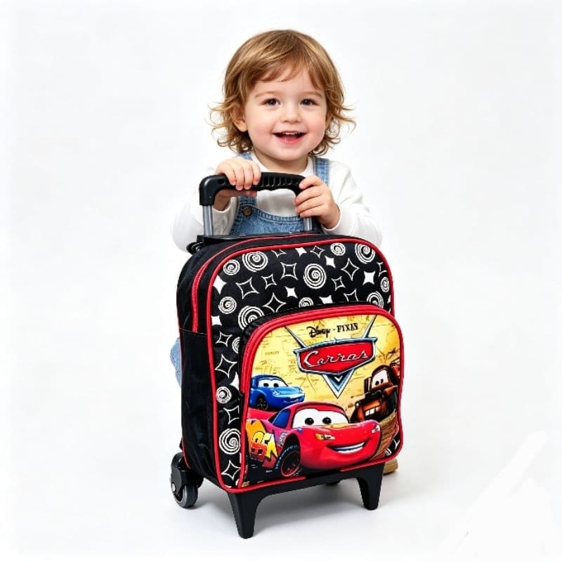 Mochila de Rodinhas Infantil Carros Creche Escolar Reforçada Grande 2 Menino Alta Qualidade