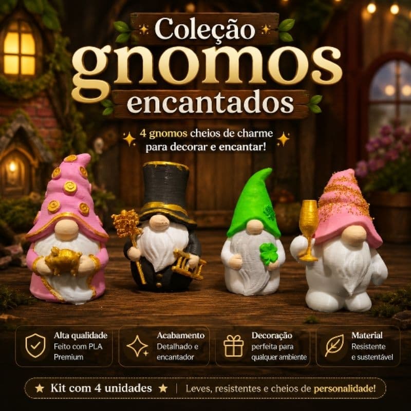 Coleção Encantada de Gnomos Decorativos