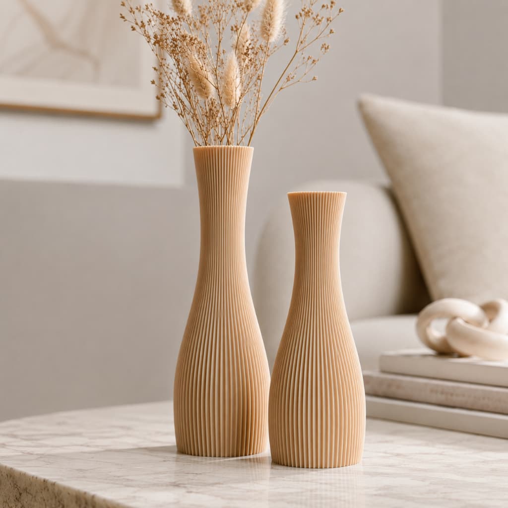 Kit 2 Vasos Decorativos Modernos Minimalistas Sala Aparador Rack Flores Secas