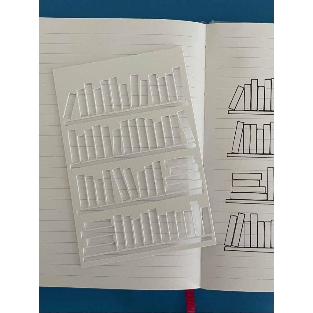 Stencil Estante de Livros para Bullet Journal, Reading Journal e Planner