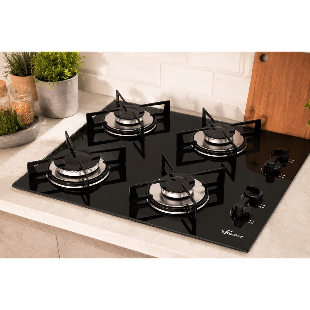 Cooktop a Gás Fischer 4 Bocas Mesa Vidro Bivolt