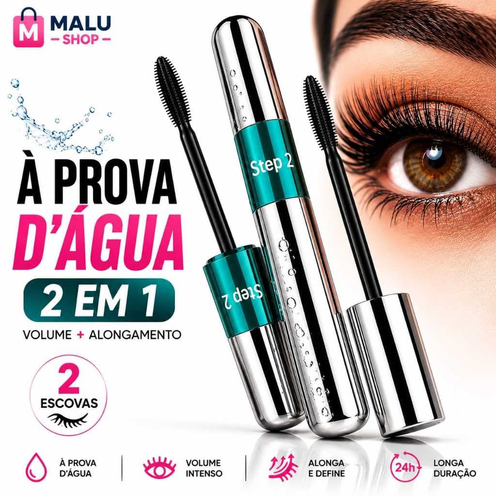 ​Máscara de Cílios 4D Prova D'agua Toque Especial Efeito Cílios Postiços Rímel 2 em 1 Alonga Define Volume Longa Duração
