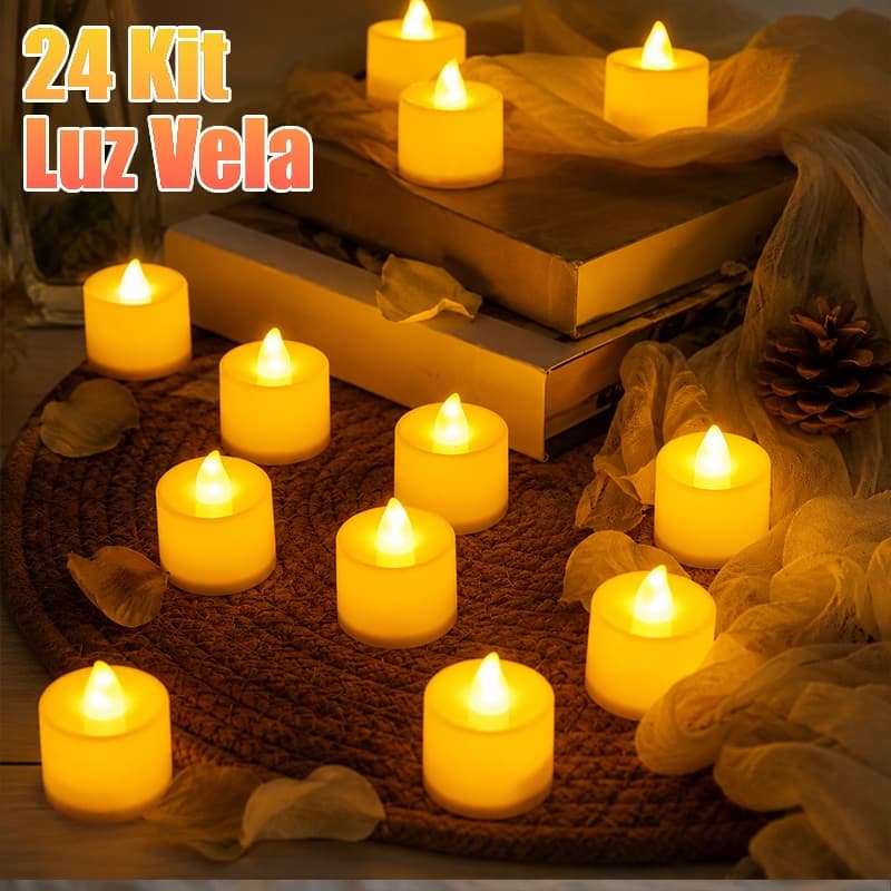 24 Velas Led Eletrônicas Decorativas Ornamentação Festa Eventos Decoração Casa Castiçais