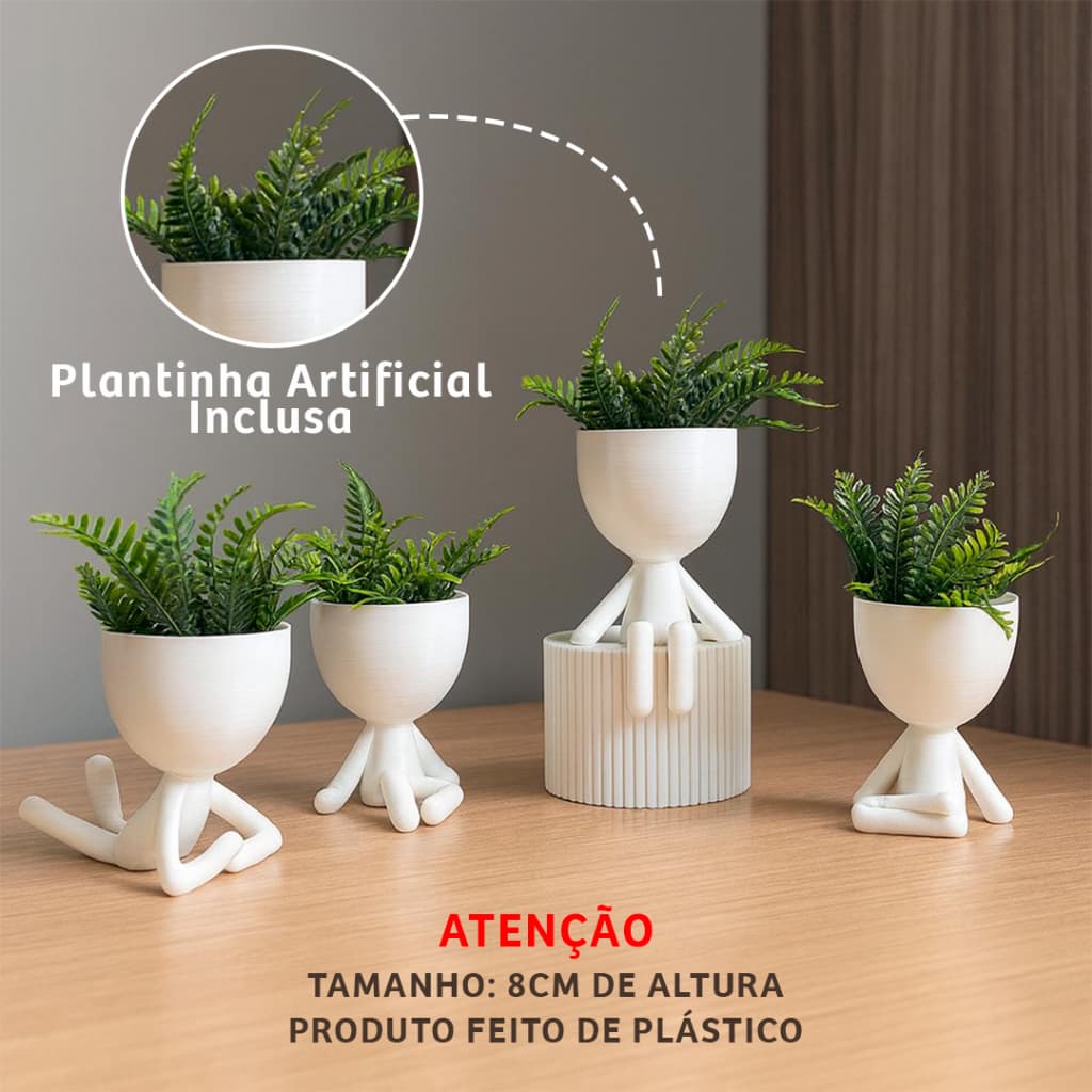 Kit 3 | 4 Mini Vasinhos com Planta FLOR artificial Enfeite Decoração Casa vaso de plástico tamanho mini 7 cm