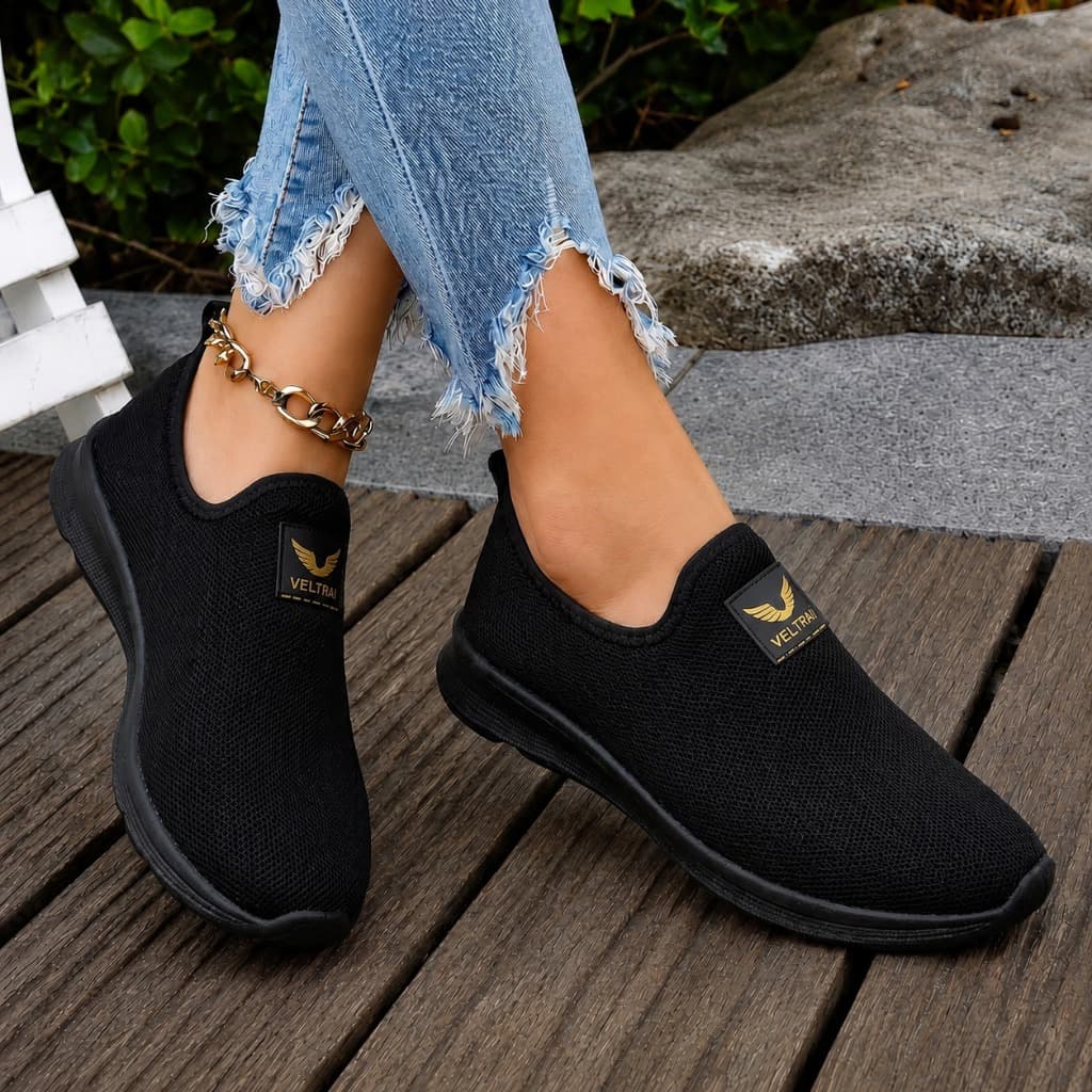 Tênis Meia Feminino Slip On Casual Leve Macio Para Caminhad