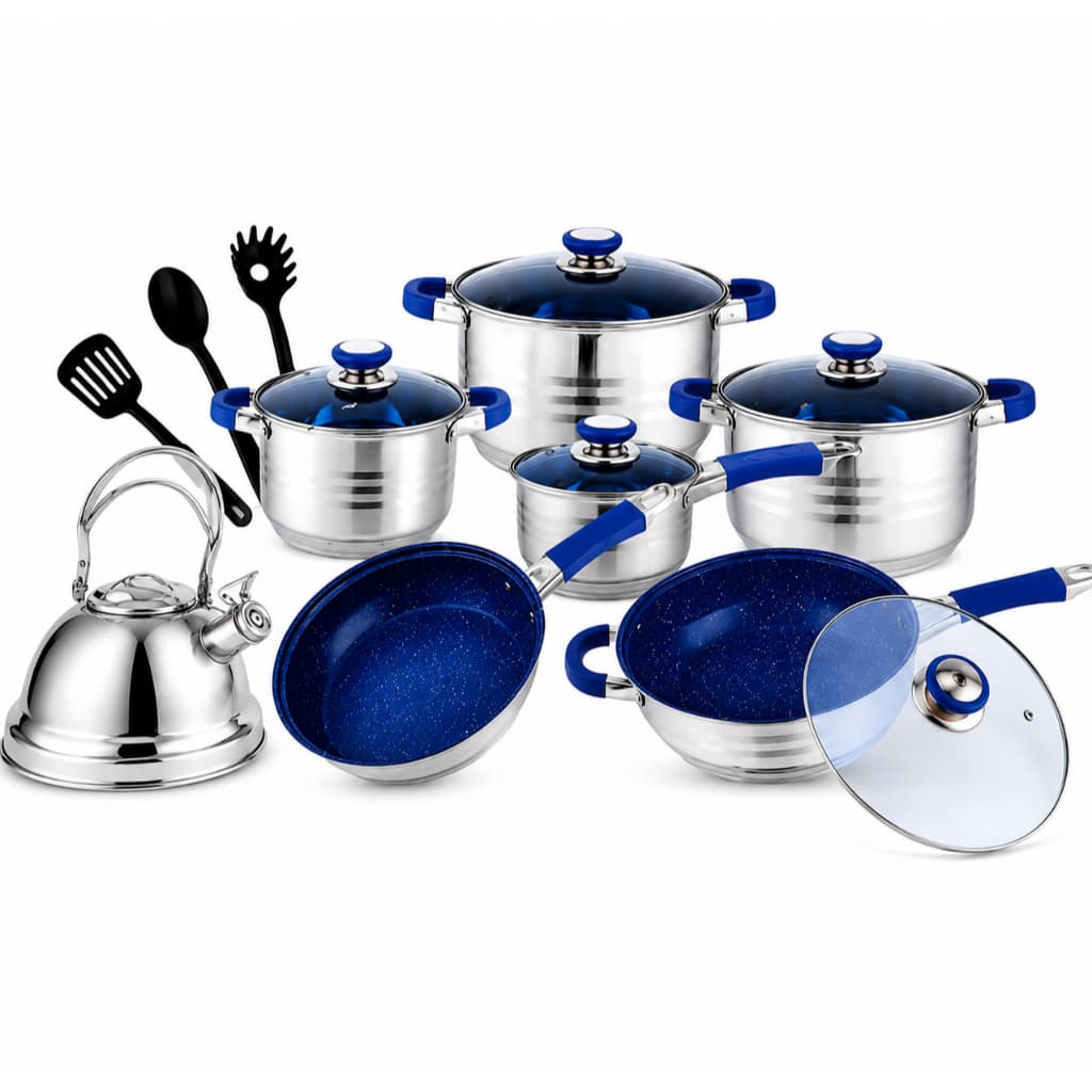 Conjunto de Panelas Antiaderente 16 Peças Aço Inox