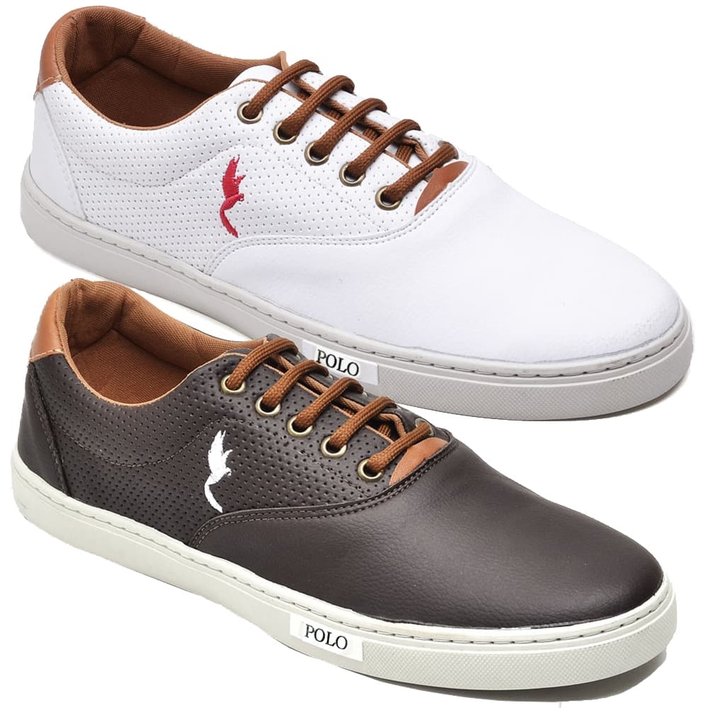 Kit 2 Pares Sapatênis Masculino em Sintético  Estiloso Casual do 37 ao 46