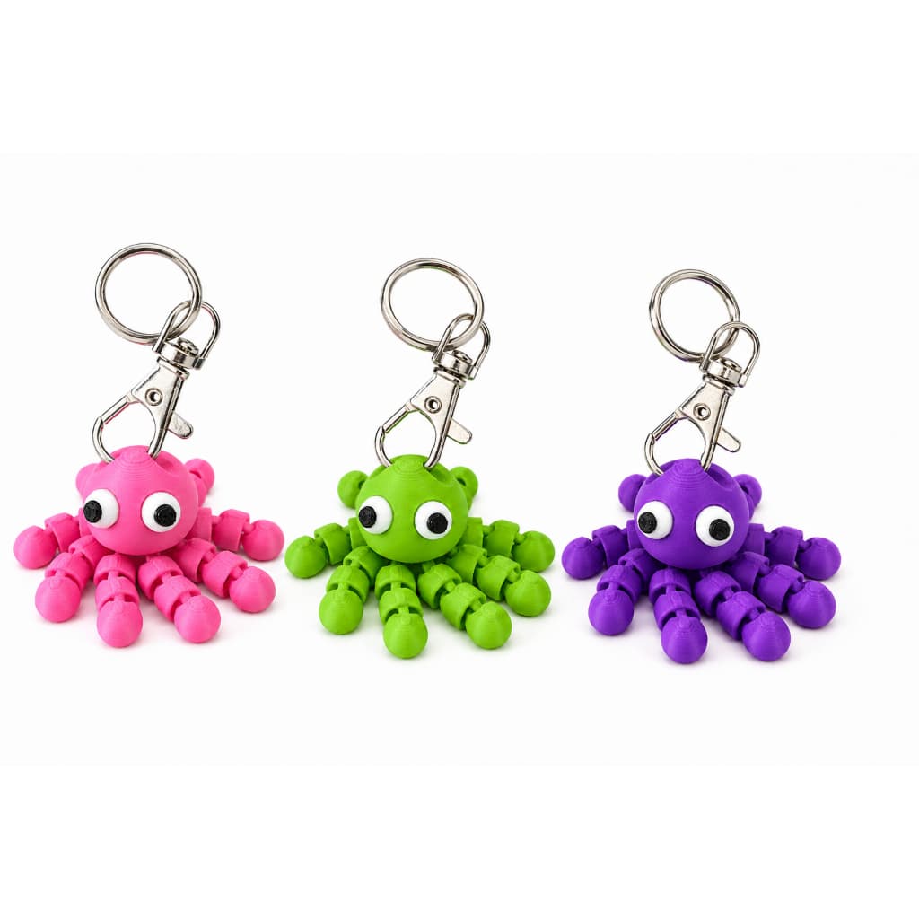 Chaveiro Polvo Articulado 3D Fidget Toy Antiestresse Decorativo para Chaves, Mochila e Bolsa
