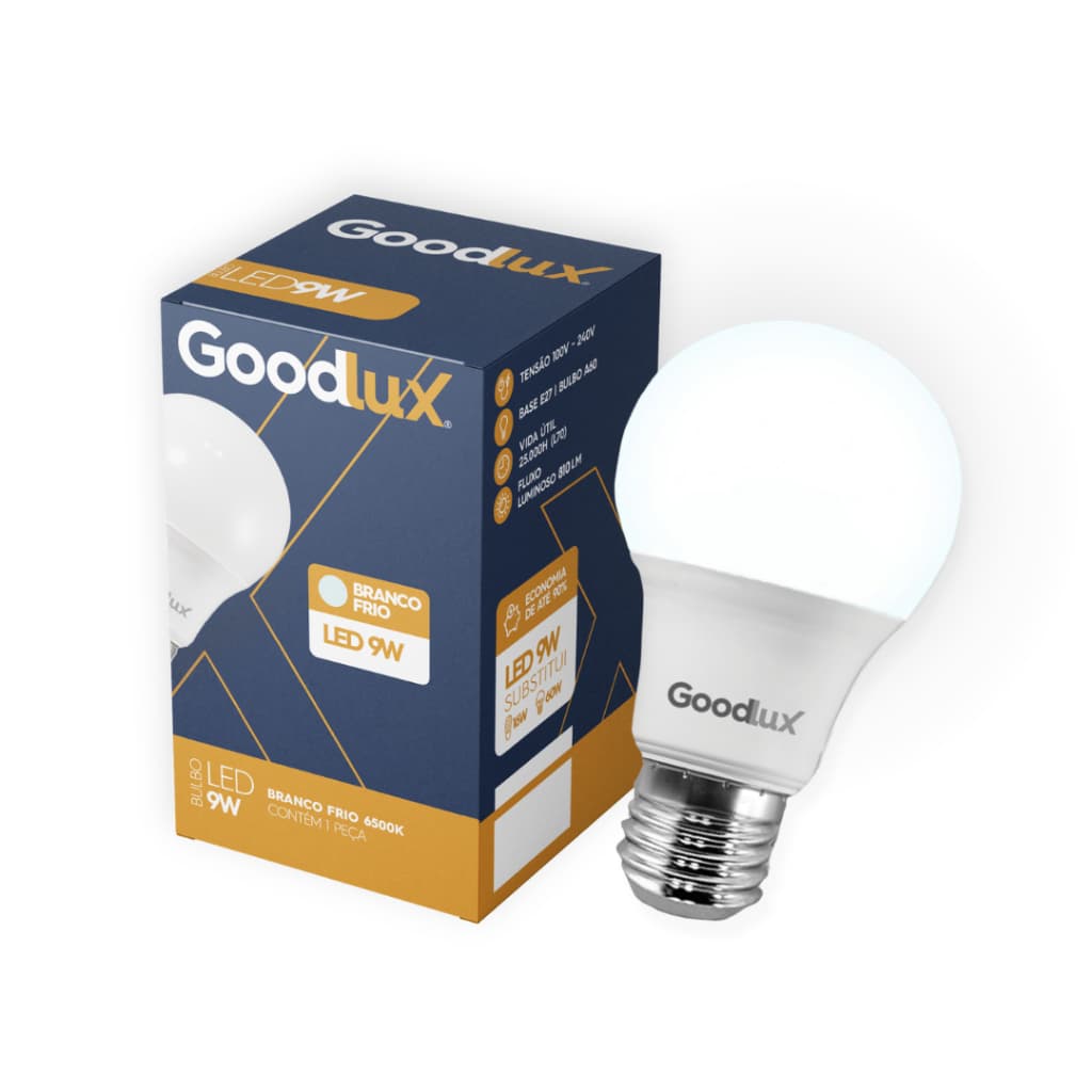 Lampada Led 9w Bulbo E27  Branco Frio 6500K ou Branco Quente 3000K Bivolt Goodlux