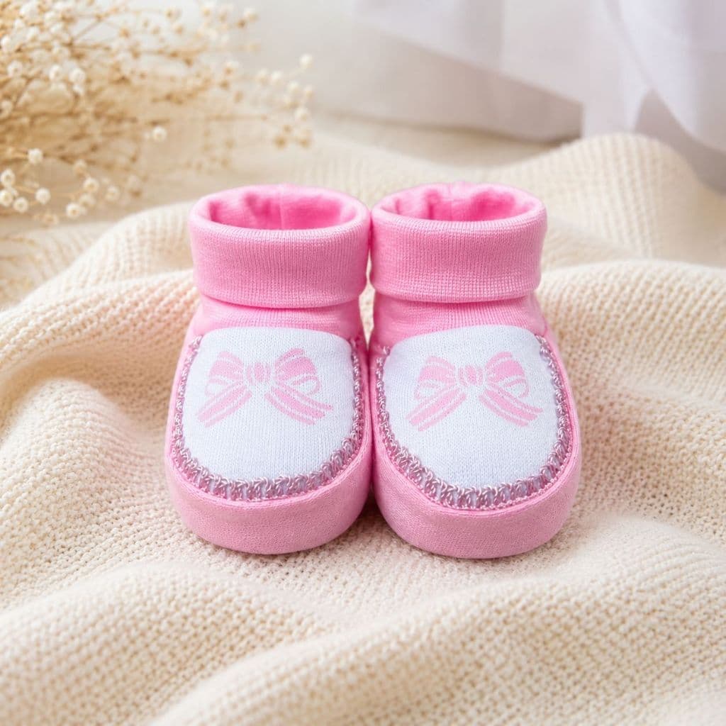 Sapatinho Pantufa Bebê Recém-nascido Macio 0 A 6 Meses Rosa Único