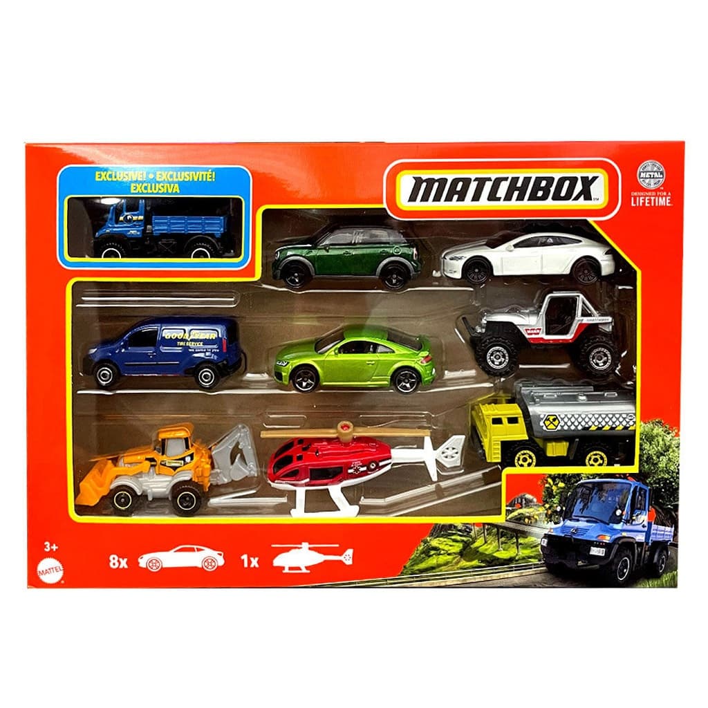 Kit 9 Carrinhos Miniaturas Matchbox Colecionável Colorido