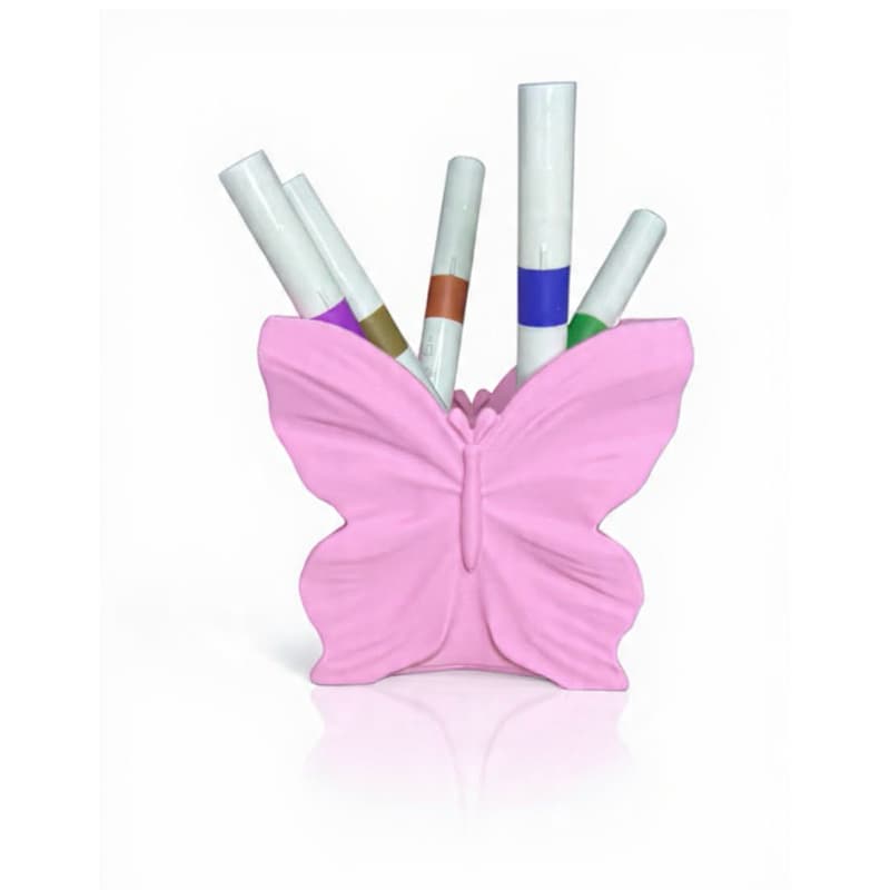 Porta Caneta Borboleta Rosa | Organizador de Mesa Fofo | Porta Lápis Decorativo Kawaii Estudante