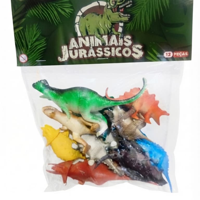 Brinquedo Infantil Kit de Dinossauros Borrachas Médio com 12 Peças Ark Toys