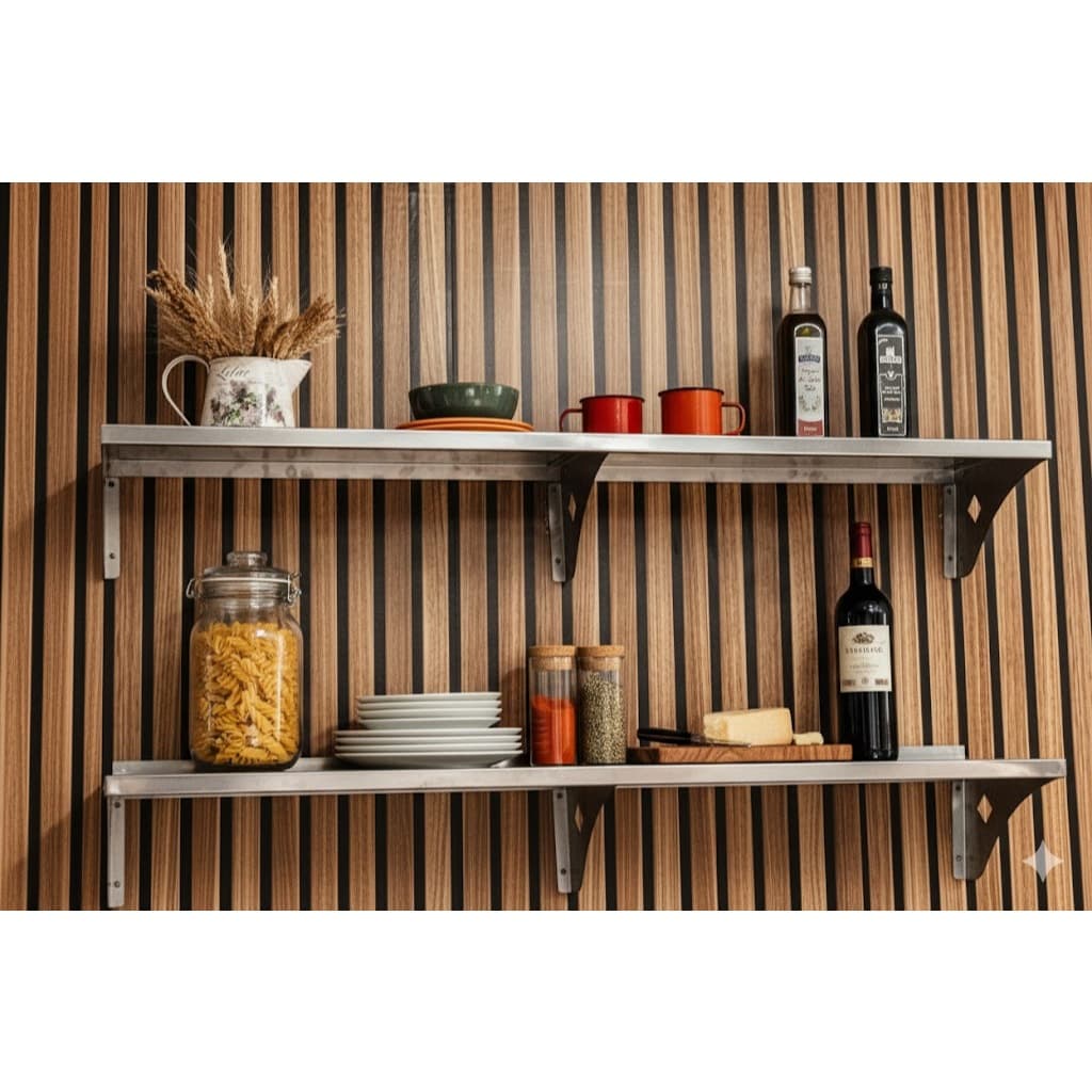 Kit 2 Prateleira Suspensas Em Inox 120x30 100% Inox