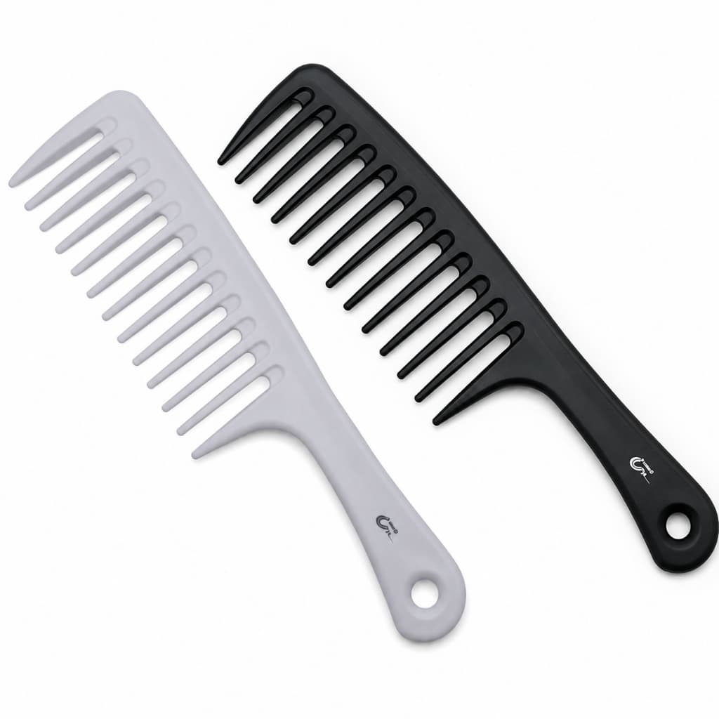 Kit 2 Pentes Garfo 711 Profissional Preto Branco Para Volume Cacheados Afro