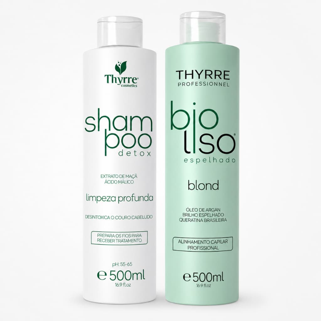Kit BioLiso Blond 500ml Progressiva Bio Definitive 0% Formol Semi-Definitiva Thyrre Cosmétics