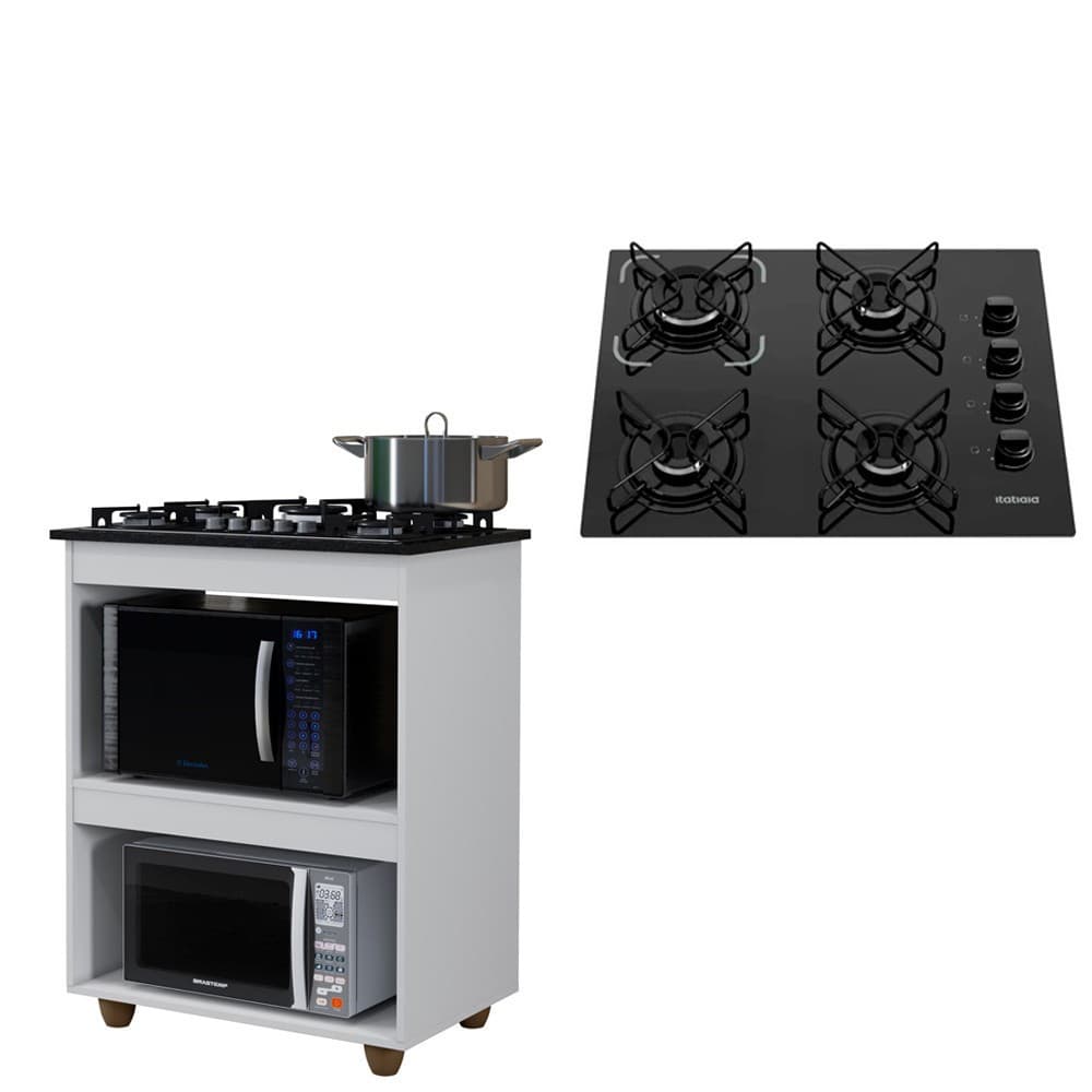 Balcão Turim e cooktop 4 bocas- Itatiaia