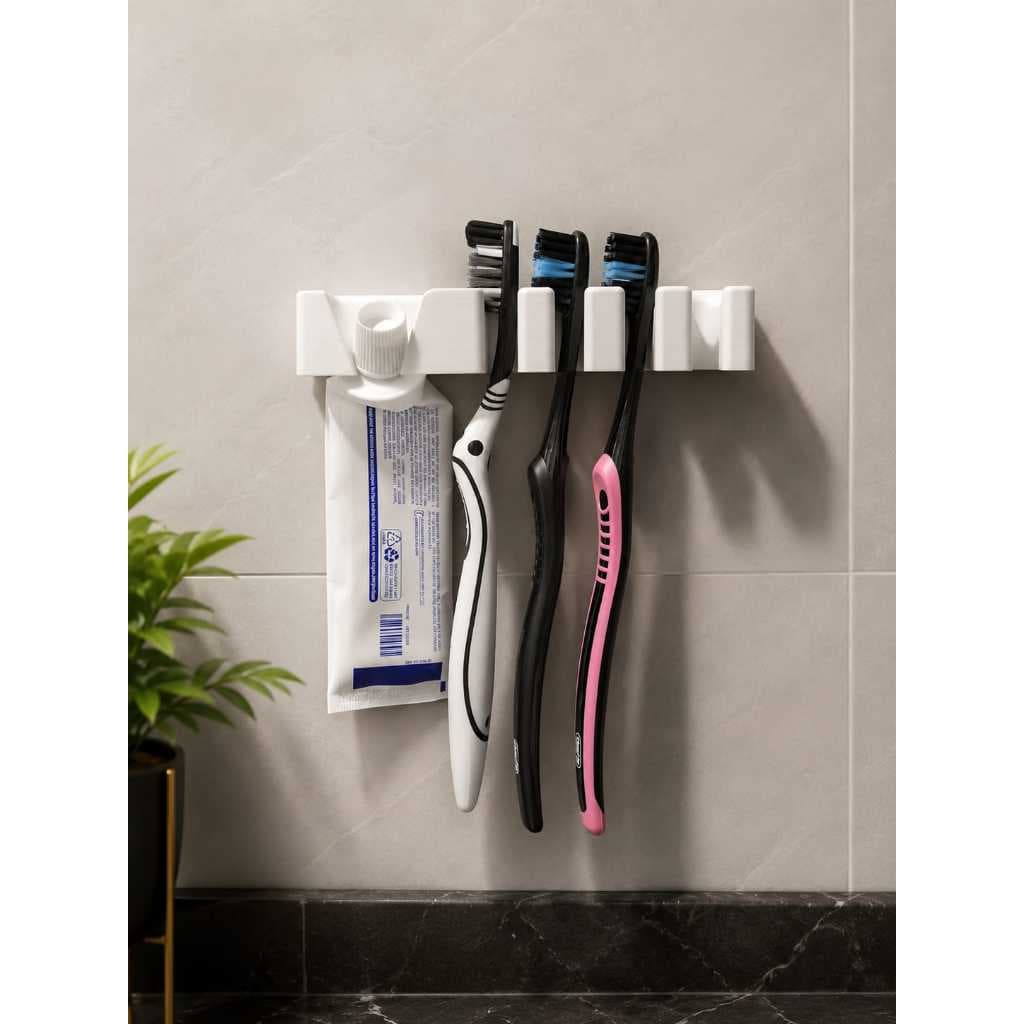Suporte Organizador para Escovas de Dente de Parede Banheiro Com Dupla Face