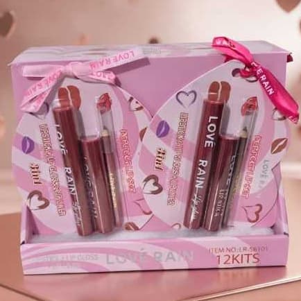 Kit 3 em 1 Lip Stick Lip Gloss Lip Liner Lové Rain