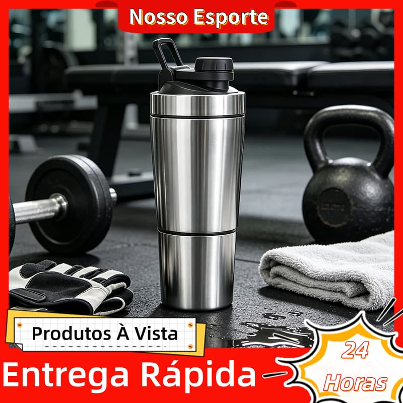 Garrafa Coqueteleira Shakeira Dupla Aço Inox 750ml Coqueteleira Academia Misturador