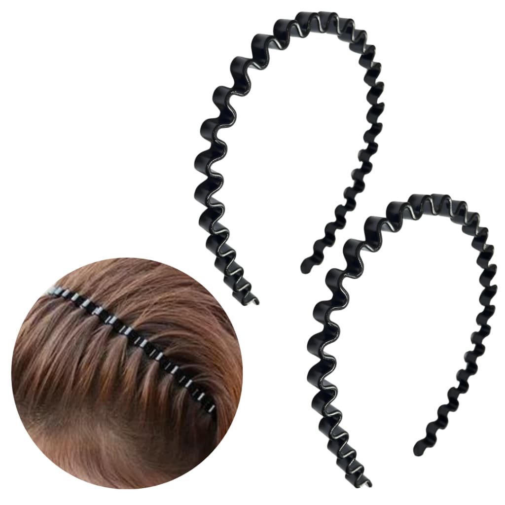 Tiara Ondulada Unissex Preta para Cabelo Antiderrapante