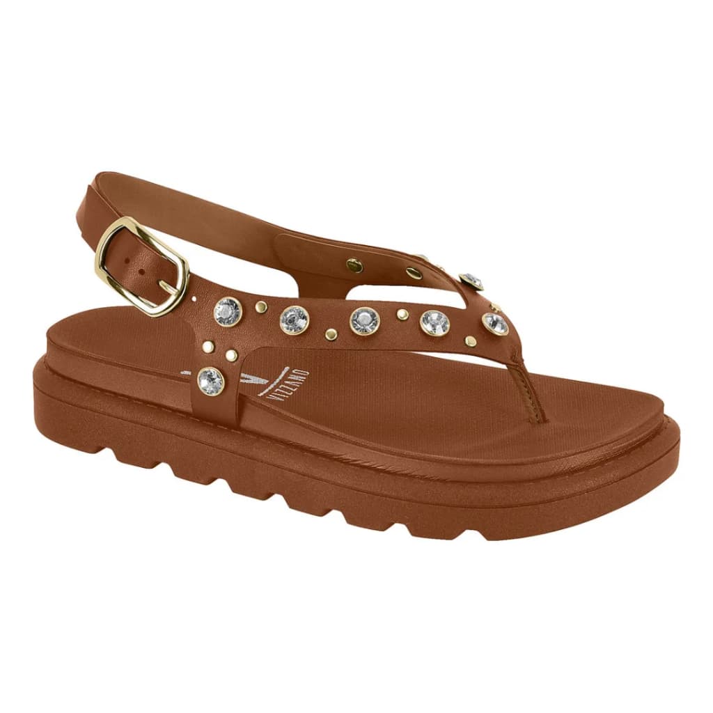Sandália Rasteira Flatform Vizzano Feminina Com Strass