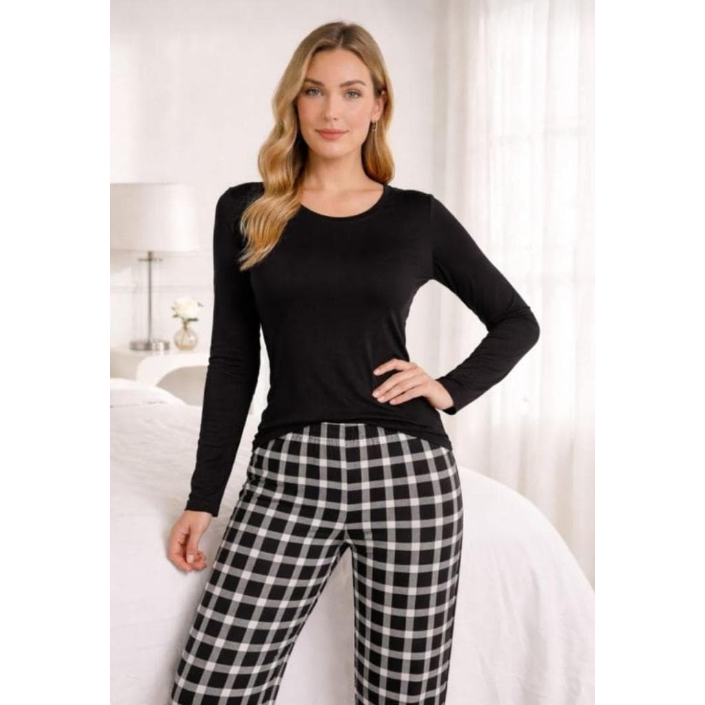 Pijama Feminino Longo Suede confortável LF063