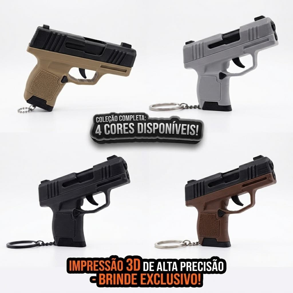 Chaveiro Pistola Fidget Toy Slide Action Mecânico Antiestresse Miniatura Colecionável