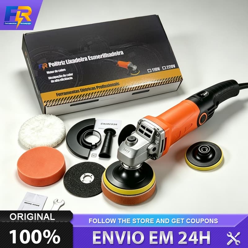 Politriz e Lixadeira Angular 1150W 125MM Profissional Automotiva Com Kit