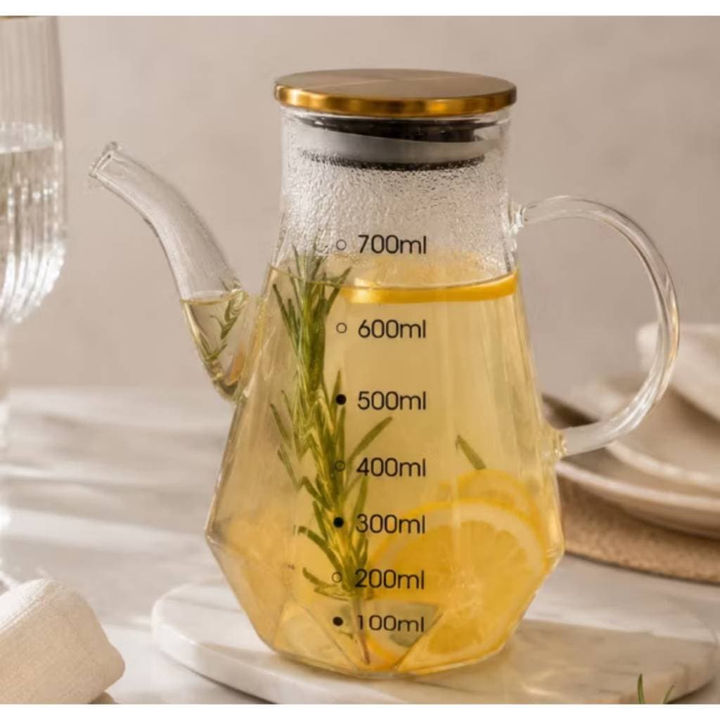 Bule de Vidro Borossilicato 750ml com Tampa de Bambu – Jarra para Café e Chá Com Tampa Inox Gold C/ Vedação Vidro