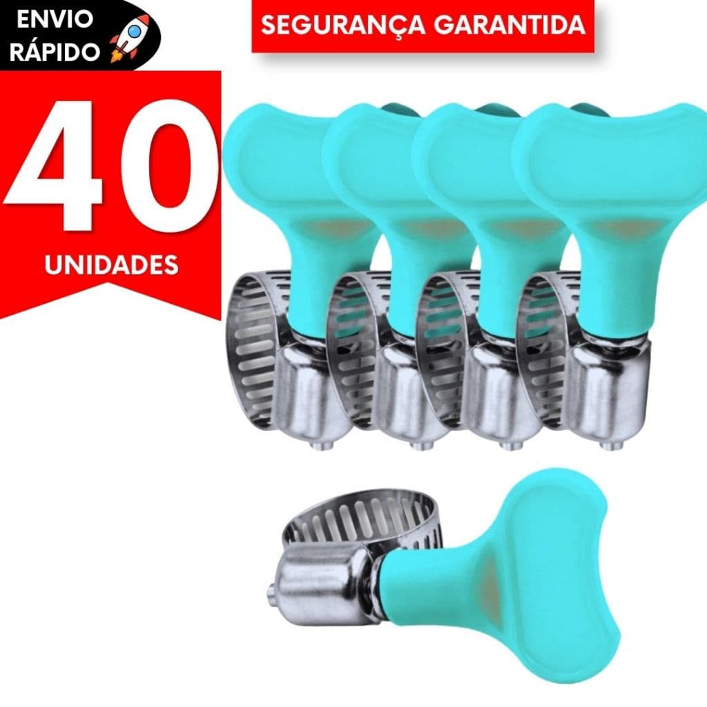 Kit 40 Abraçadeiras de Metal Utensílio de Reparo Borboleta Ajustável Mangueira Automotivo, Jardim e Uso Geral