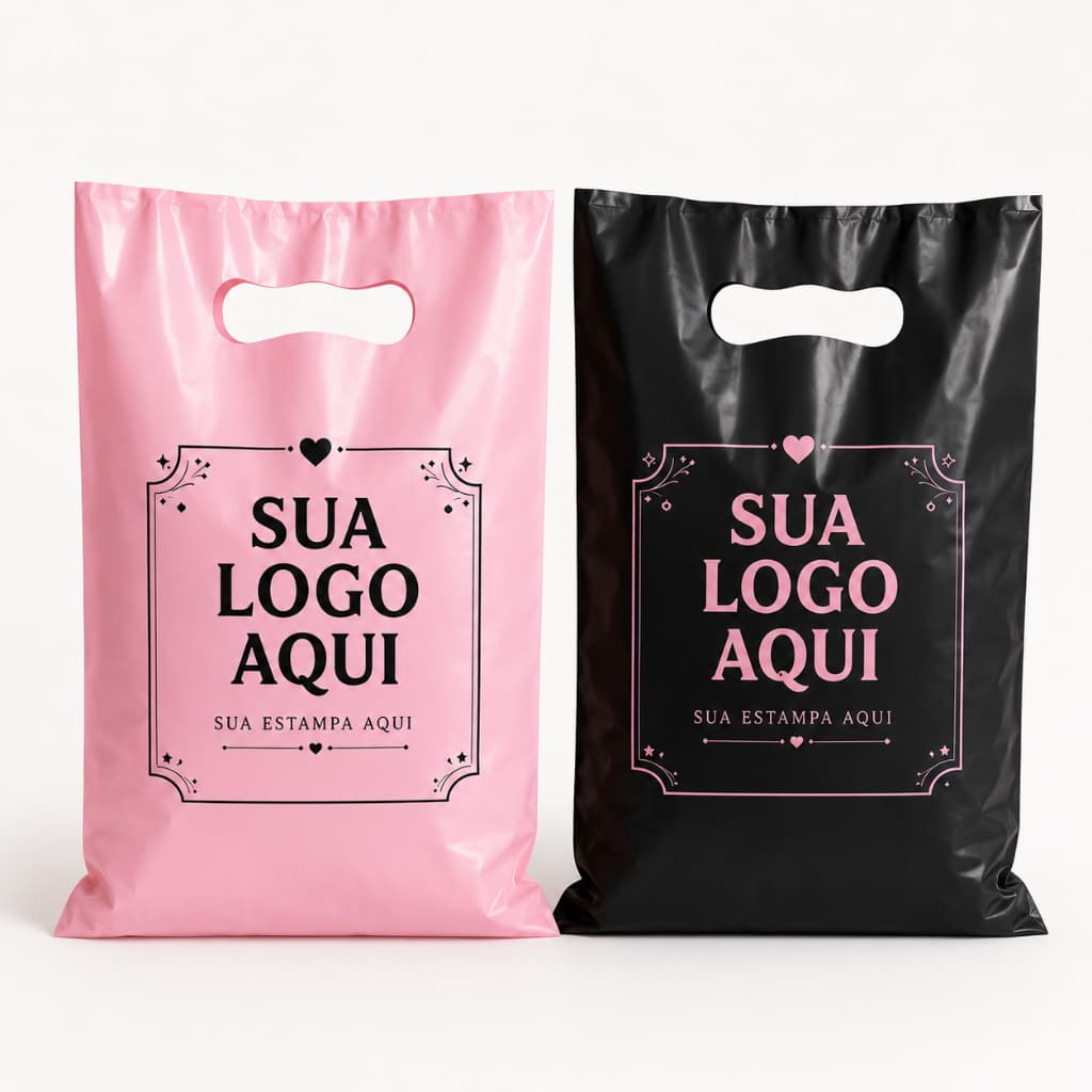 Sacola Plástica 20x30 cm Personalizada 100 ou 200 Unidades