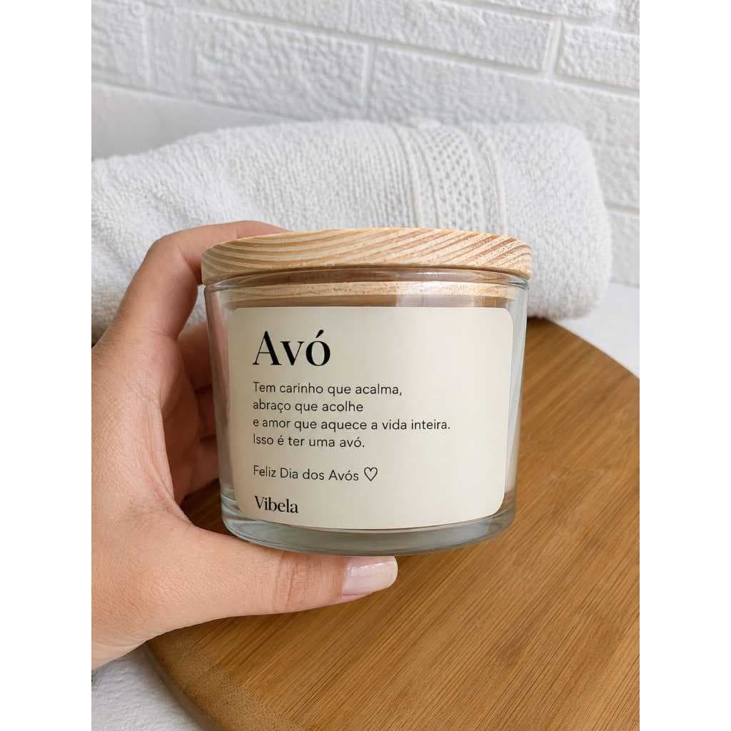 Vela Aromática Vibela para Avó 100g Presente Delicado Artesanal