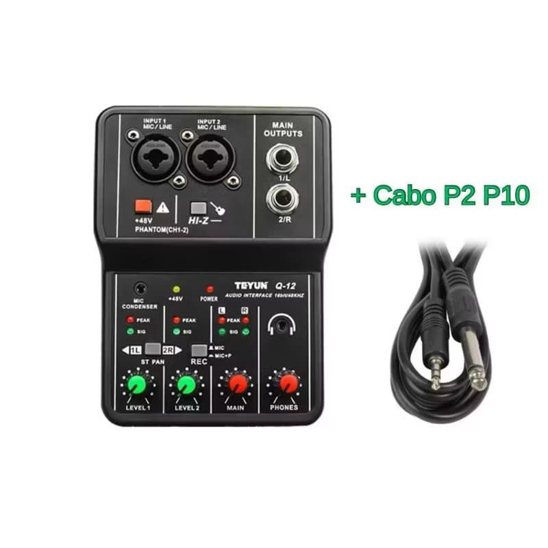 Mesa De Som De Interface De Áudio Com Monitoramento, Guitarra Elétrica, Gravação Ao Vivo, Placa De Som Profissional Q-12