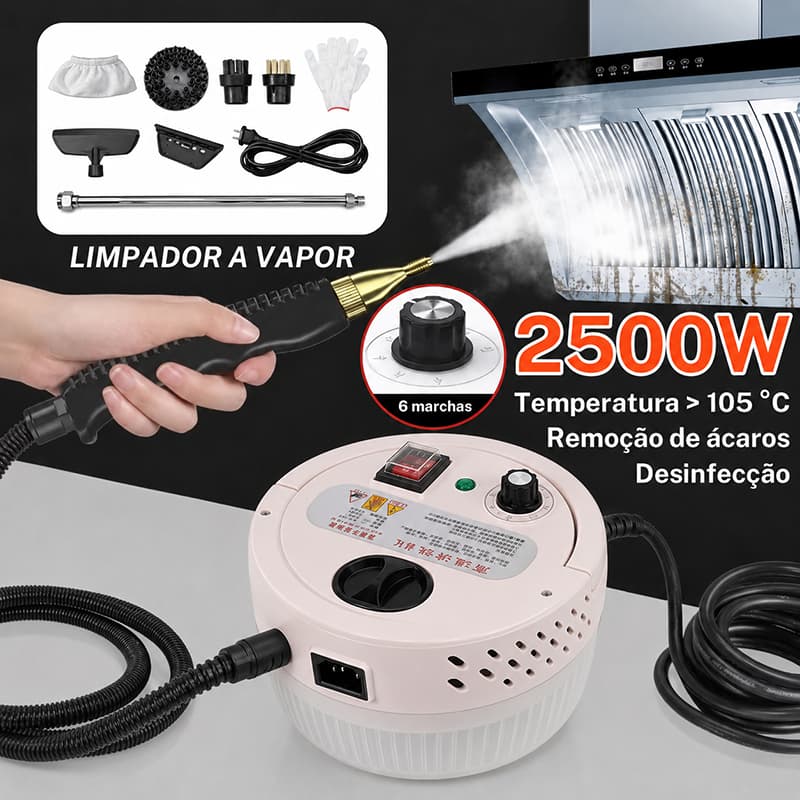 Limpador a Vapor Portátil 110V 220V Alta Pressão Alta Temperatura 2500W Multiuso