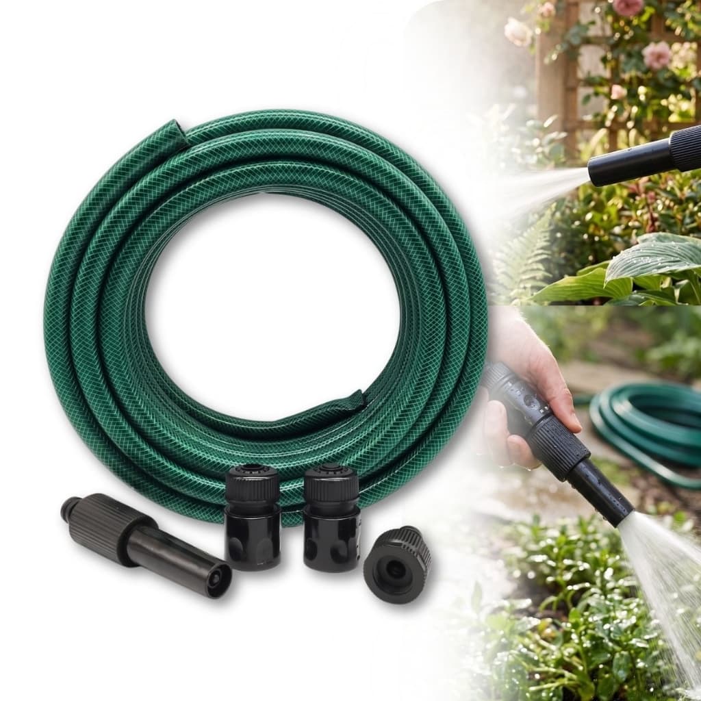 Kit Mangueira de Jardim DOBB PVC 1/2" Verde Flexível Esguicho e Engate Rápido Resistente Irrigação 10m 20m 30m 50m 100m