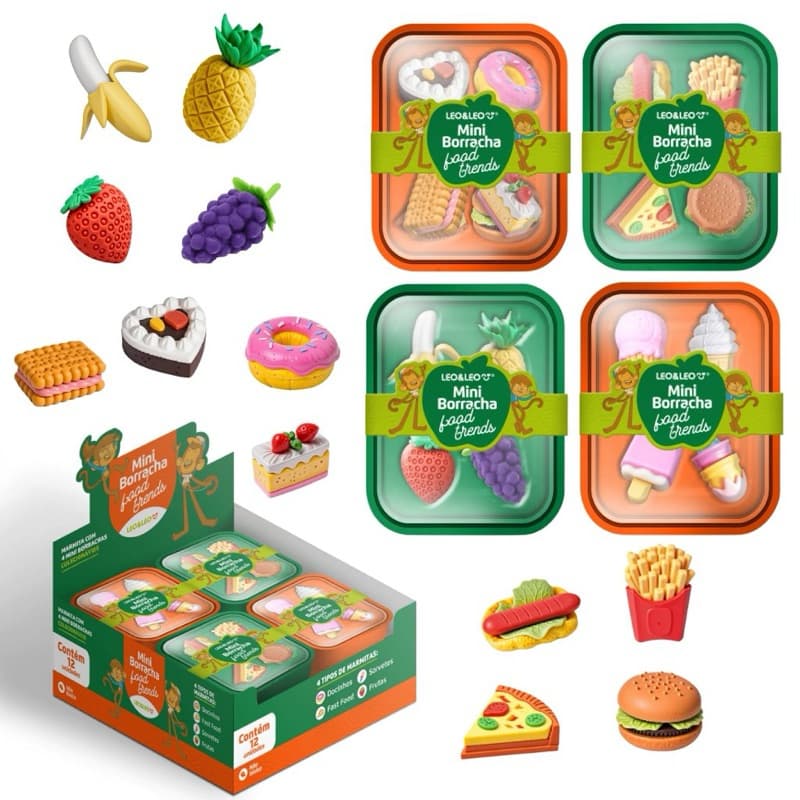 ⭐ Mini Borracha Leo e Leo Food Trends Marmitinha Com 4 Unidades Sortidas