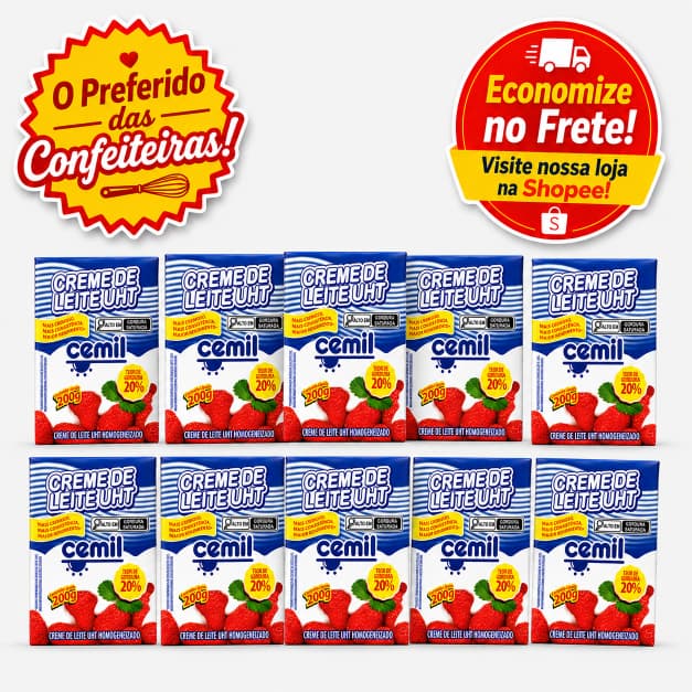 Kit 10 Creme de Leite 200g 20% Gordura Cemil Confeitaria