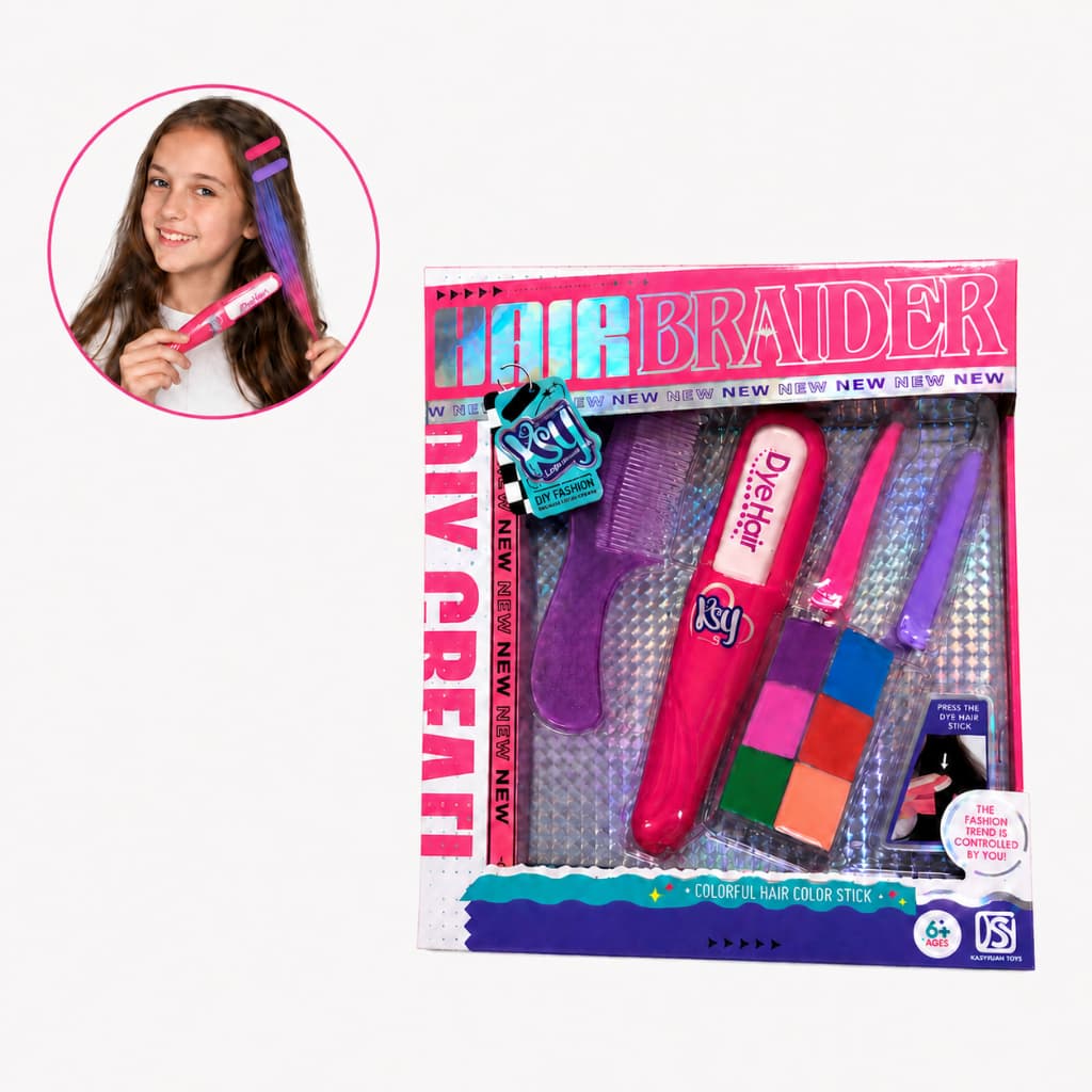 Kit Pinta Cabelo Infantil 6 Cores Giz Temporário para Mechas Coloridas Menina Maquiagem Fashion Lavável Brinquedo