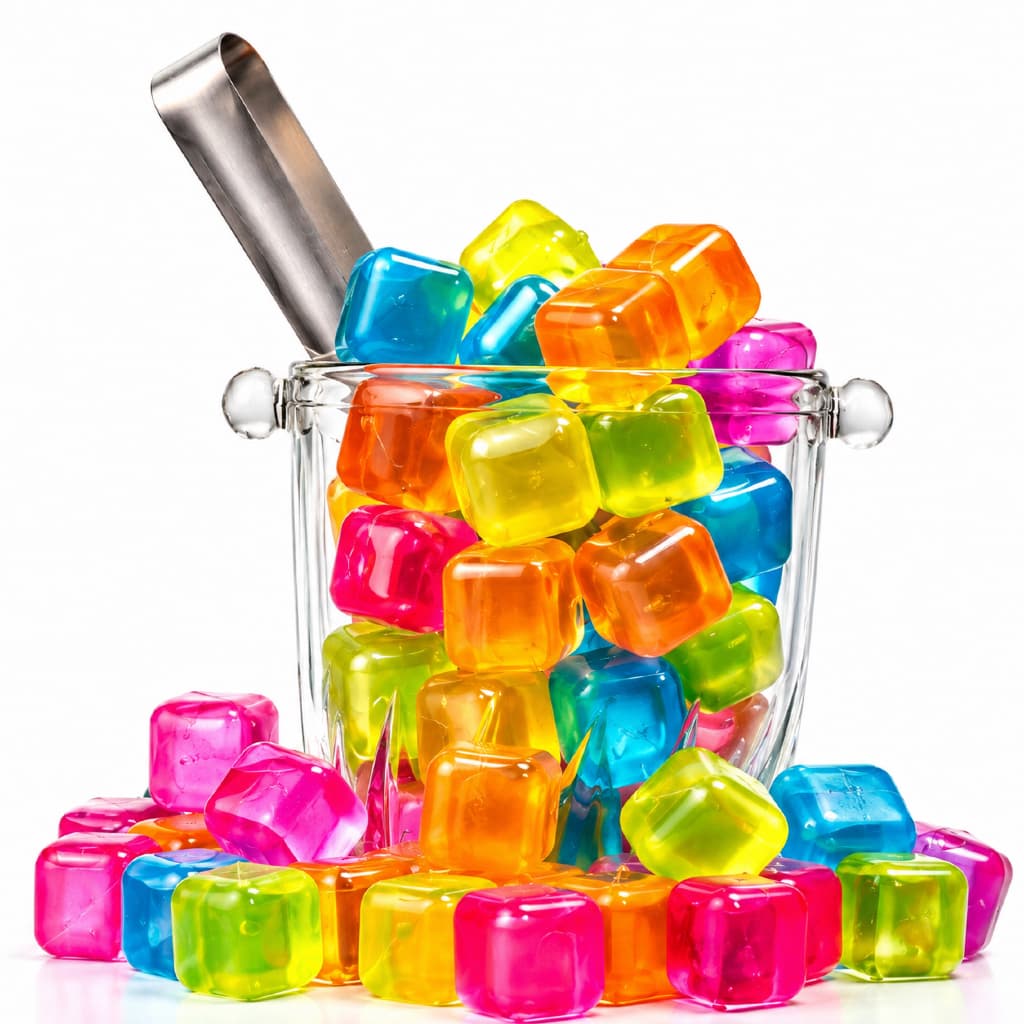 Kit 10un ou 20un Cubos De Gelo Reutilizável Para Bebidas E Drinks Coloridos e transparente vc