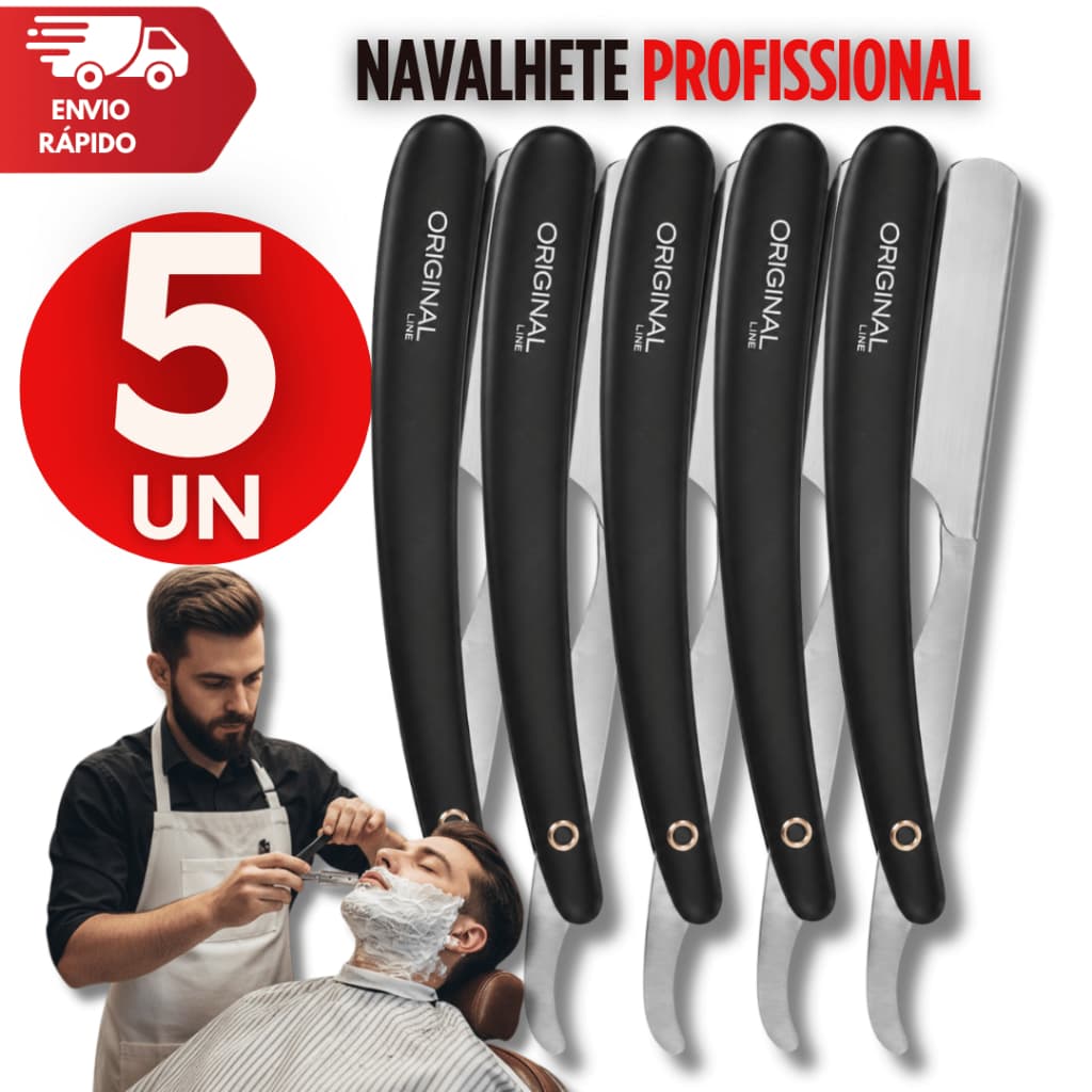 Kit Navalhas Navalhete Profissional Barbeiro Cabeleireiro Barba Cabelo Acabamento Barbearia Qualidade