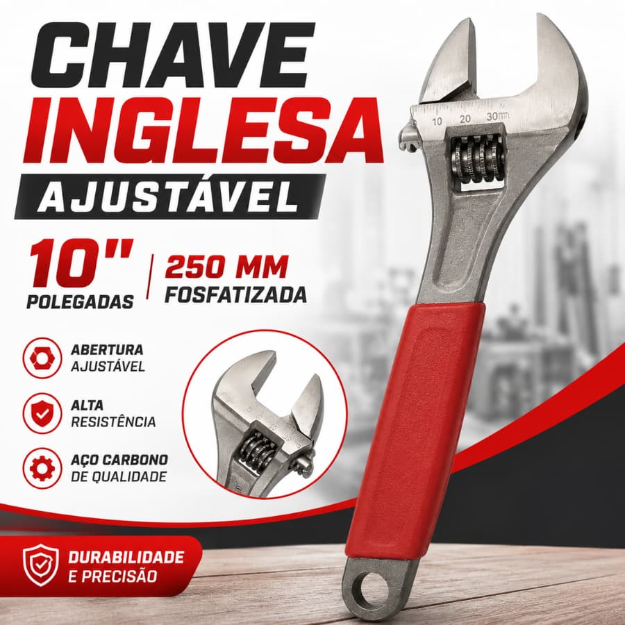 Chave Ajustável Inglesa 10 Polegadas Aço Universal